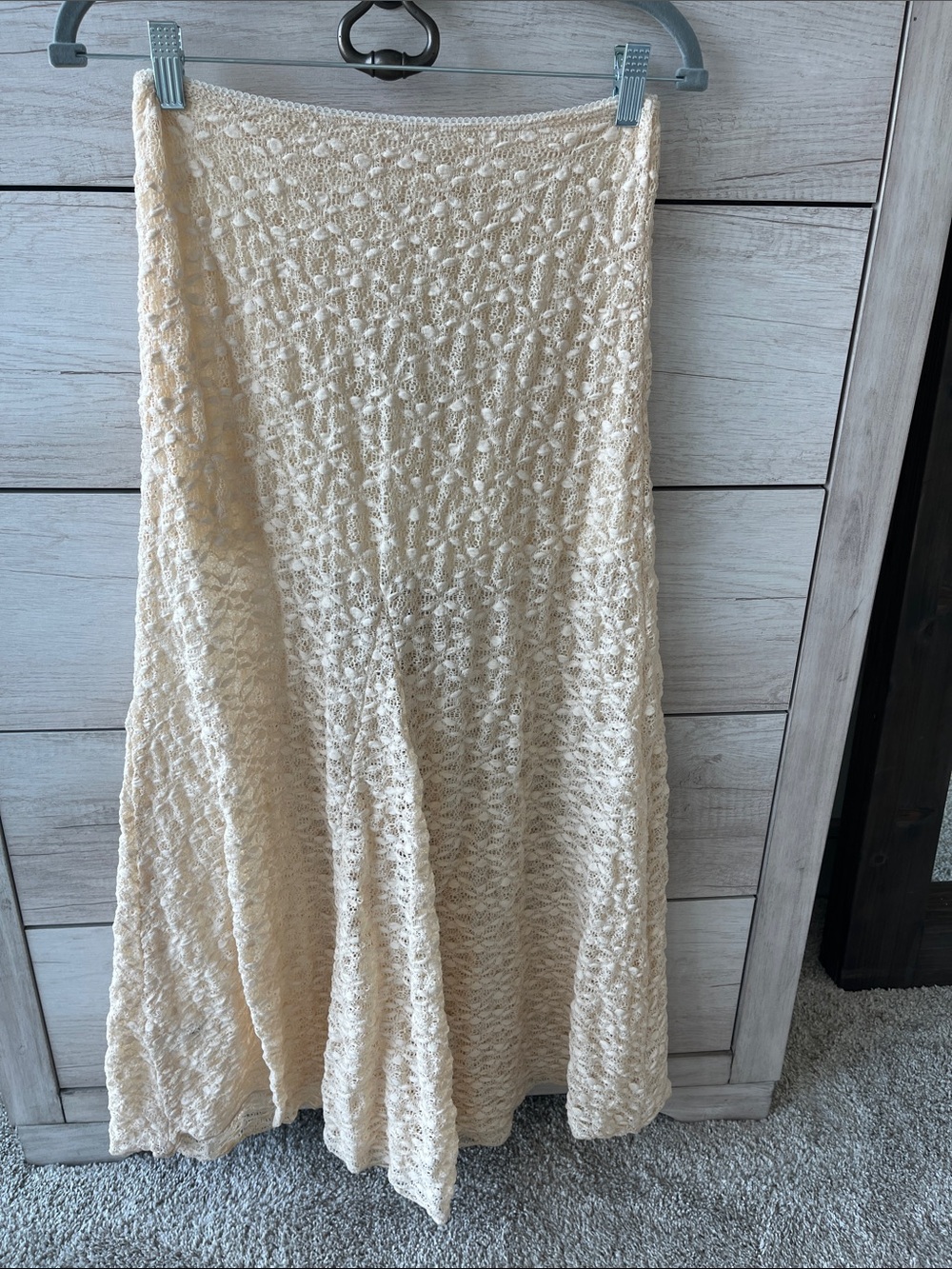 Zara Cream Crochet Maxi Skirt - Textured Knit